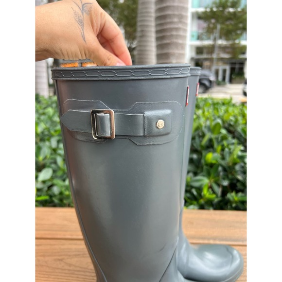 Hunter Women's Bota Original Tall Gloss Graphite Knee-High Rain Boot Size 6 - Picture 7 of 11